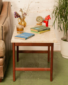 Travertine Top Side Table