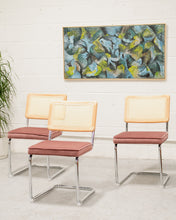 Load image into Gallery viewer, Dusty Rose Rattan and Chrome Chair
