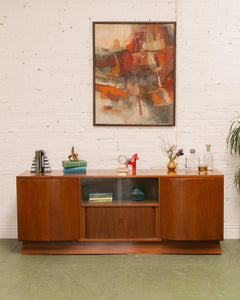 Mcm Walnut Sideboard with Opening