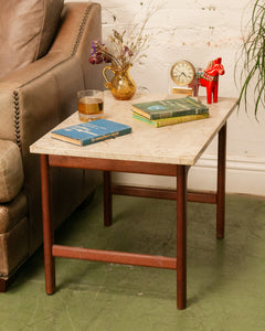 Travertine Top Side Table