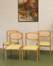 Load image into Gallery viewer, Modern Oak and Rattan Dining Chairs
