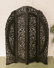 Load image into Gallery viewer, Black Ornate Wood Carved Round Room Divider
