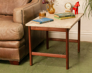 Travertine Top Side Table