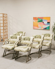 Load image into Gallery viewer, Post Modern Gold Cantilever Chairs (6) and Table Set
