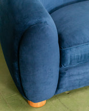 Load image into Gallery viewer, Electric Blue Curved Back Sofa
