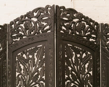 Load image into Gallery viewer, Black Ornate Wood Carved Round Room Divider
