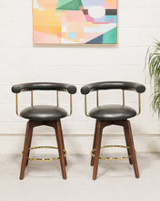 Load image into Gallery viewer, Black and Gold Swivel  Counter Stools
