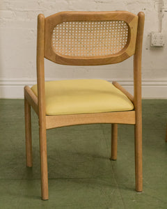 Modern Oak and Rattan Dining Chairs