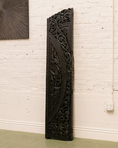 Black Ornate Wood Carved Round Room Divider