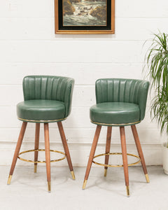 Old Saloon Style Green Bar Stool