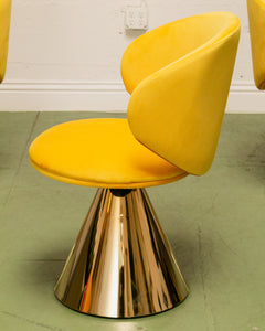 Sunny Yellow Velvet Pedestal Chair