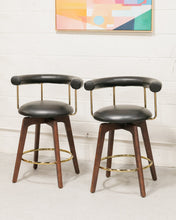 Load image into Gallery viewer, Black and Gold Swivel  Counter Stools
