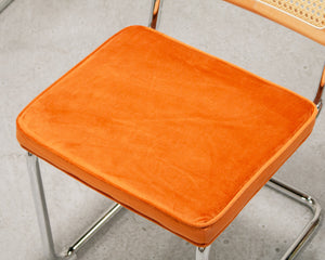 Blonde Cantilever Chair with Velvet Rust Seat