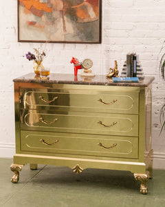 Harden Furniture Modern Brass-Clad Chest of Drawers with Marble Top