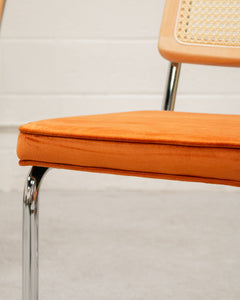 Blonde Cantilever Chair with Velvet Rust Seat