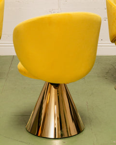 Sunny Yellow Velvet Pedestal Chair