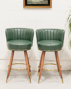 Old Saloon Style Green Bar Stool