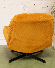 Load image into Gallery viewer, Mustard Corduroy Low Profile Swivel Chair and Ottoman
