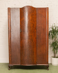 Tiger Wood Oak Art Deco Armoire Wardrobe