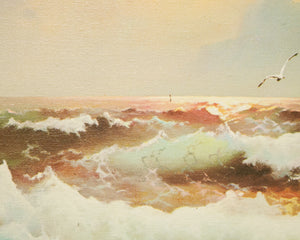 Waves Crashing on a Rock Oil Painting