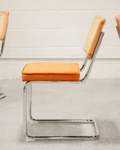 Load image into Gallery viewer, Blonde Cantilever Chair with Velvet Rust Seat
