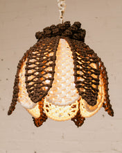 Load image into Gallery viewer, Macrame Brown and Cream Hanging Lamp
