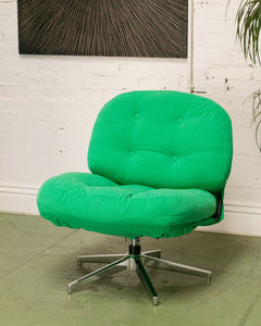 Green Corduroy Low Profile Swivel Chair