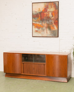 Mcm Walnut Sideboard with Opening