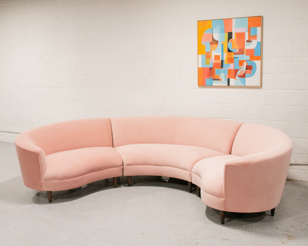 Aria 3 Piece Curved Sofa in Royale Blush