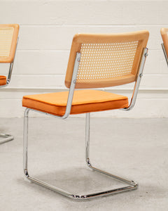 Blonde Cantilever Chair with Velvet Rust Seat