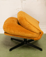 Load image into Gallery viewer, Mustard Corduroy Low Profile Swivel Chair and Ottoman
