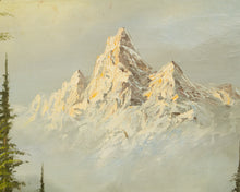 Load image into Gallery viewer, Forest Oil Painting Snow Cap Mountains
