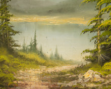 Load image into Gallery viewer, Forest Oil Painting Snow Cap Mountains
