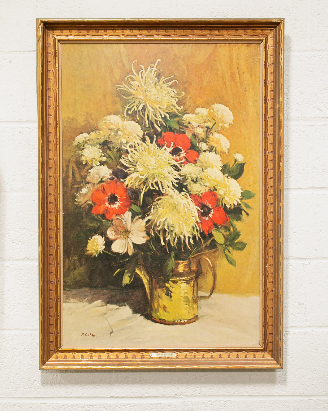 Vintage Framed Rudolph Colao Floral Art