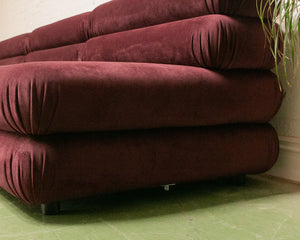 Elodie Velvet 2 Piece Loveseat Modular Sectional in Maroon