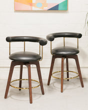 Load image into Gallery viewer, Black and Gold Swivel  Counter Stools
