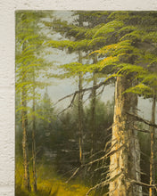 Load image into Gallery viewer, Forest Oil Painting Snow Cap Mountains
