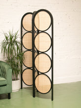 Load image into Gallery viewer, Black and Wicker Room Divider
