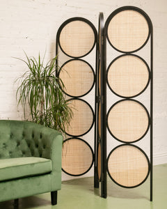 Black and Wicker Room Divider