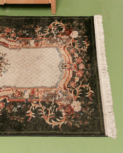 Black Boroque Floral Rug