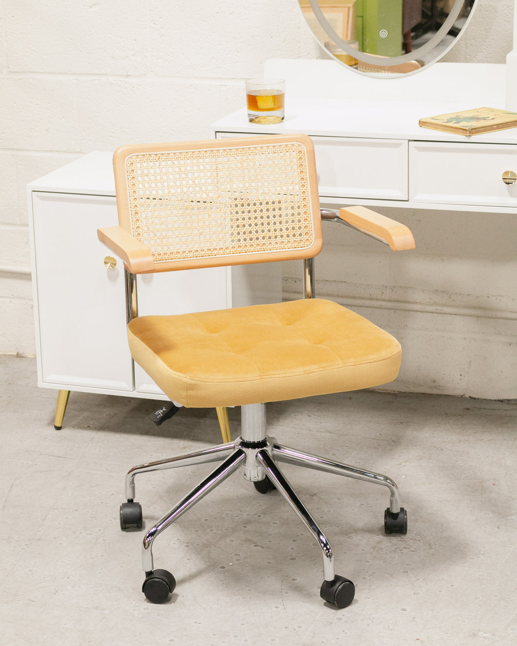 Rattan Office Chair in Yellow