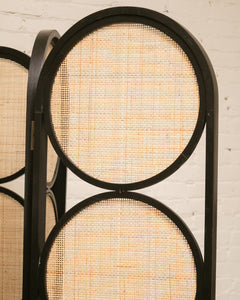 Black and Wicker Room Divider