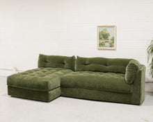 Load image into Gallery viewer, Prima Chaise and Bumper Olive Green Sofa
