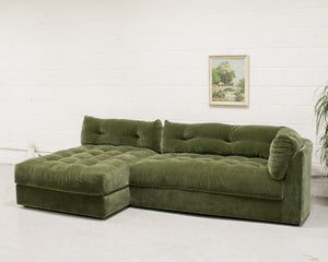 Prima Chaise and Bumper Olive Green Sofa