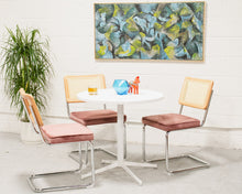 Load image into Gallery viewer, Dusty Rose Rattan and Chrome Chair
