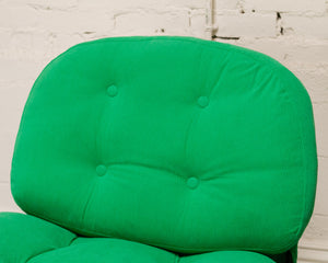 Green Corduroy Low Profile Swivel Chair