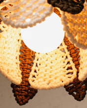 Load image into Gallery viewer, Macrame Brown and Cream Hanging Lamp
