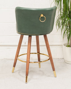 Old Saloon Style Green Bar Stool