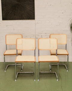 Blonde Rattan Modern Dining Chairs