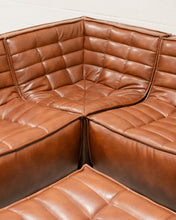 Load image into Gallery viewer, Recycled Leather 3 Piece and Ottoman Juno Sofa
